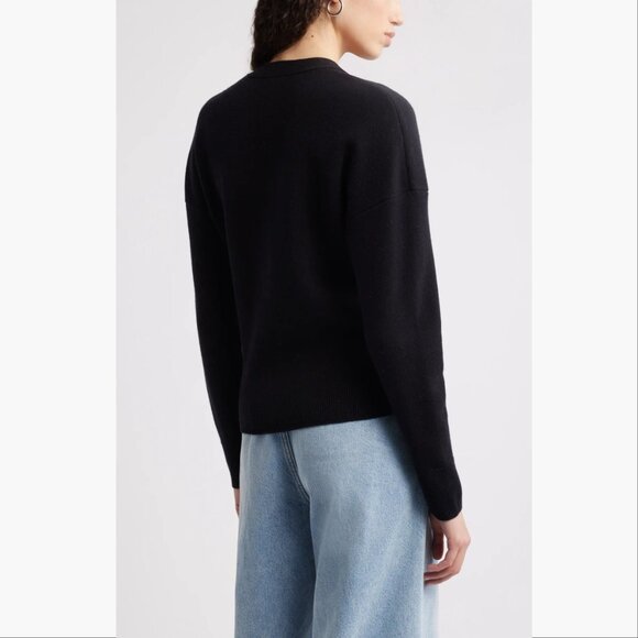 NORDSTROM Wool Cashmere V-Neck Cardigan Sweater Size S Black NEW $169 - Picture 4 of 10